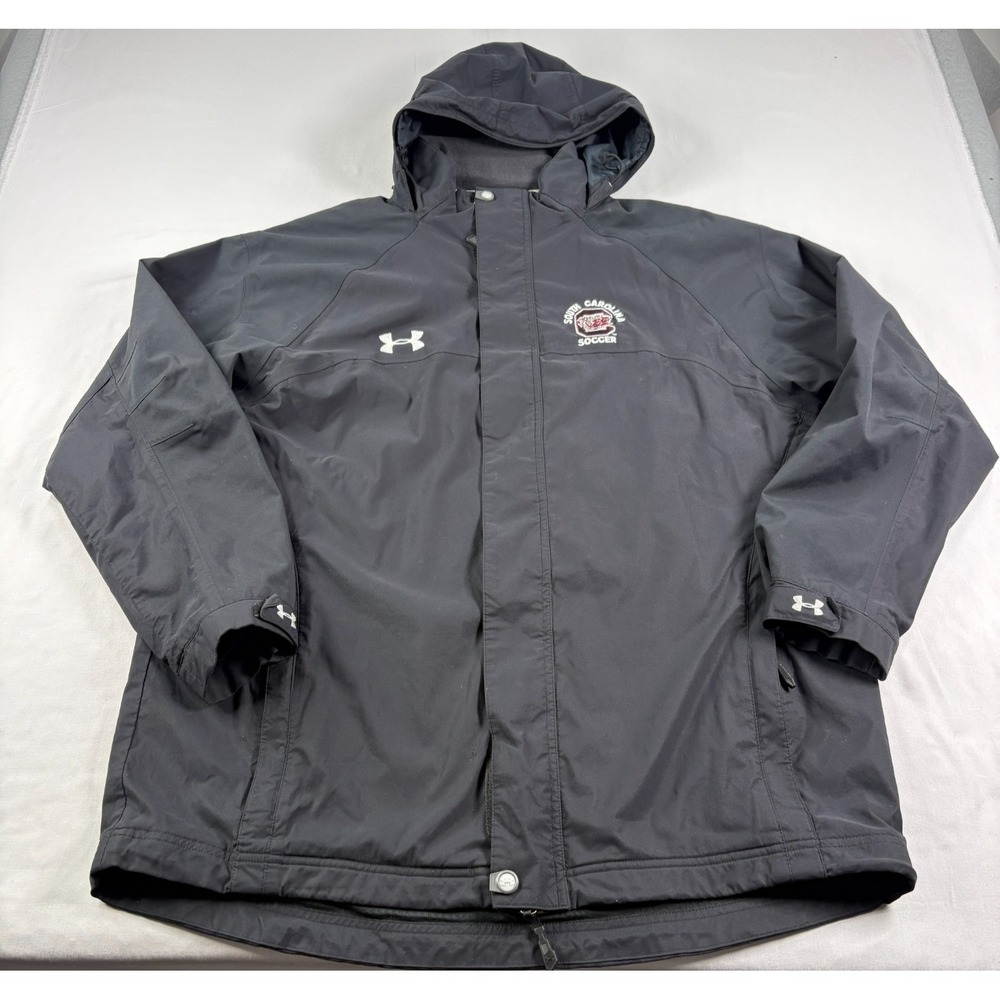 South Carolina Gamecocks Jacket Men L Black Under Armour Rain Player Issued NCAA